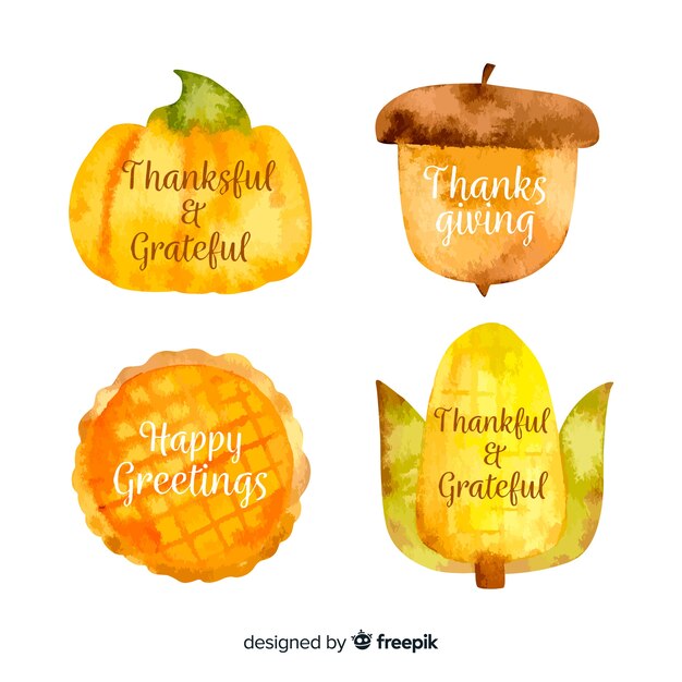 Aquarel thanksgiving label collectie