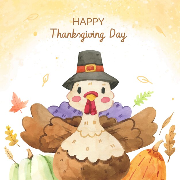 Aquarel thanksgiving turkije illustratie