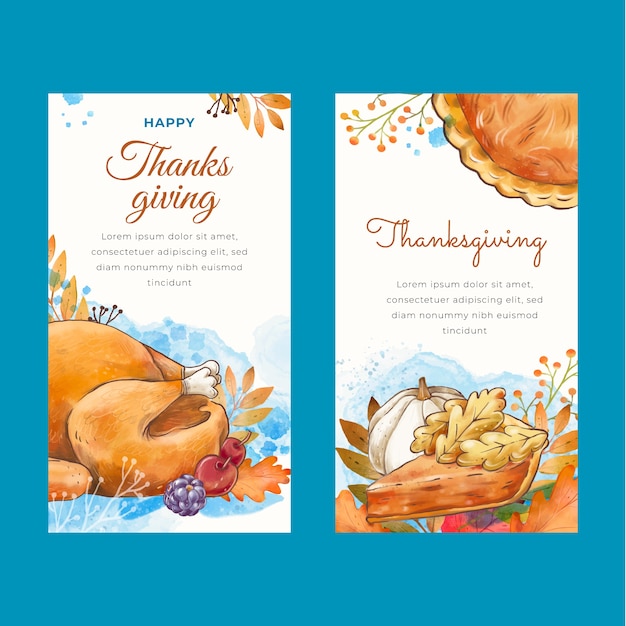 Aquarel thanksgiving wenskaarten set