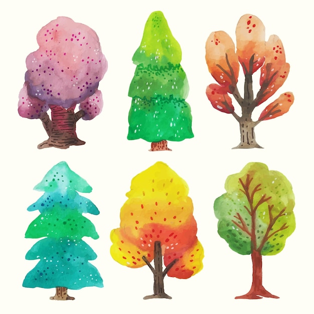 Gratis vector aquarel type bomen