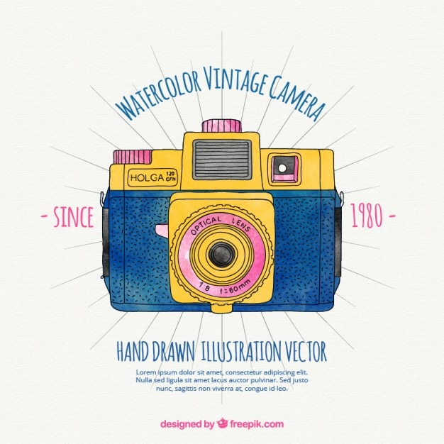 Gratis vector aquarel uitstekende camera