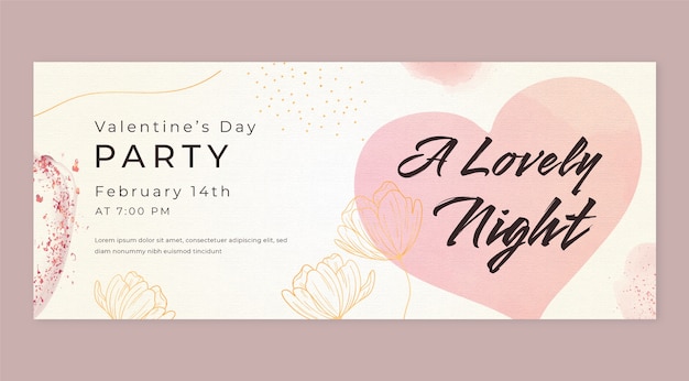 Gratis vector aquarel valentijnsdag horizontale banner