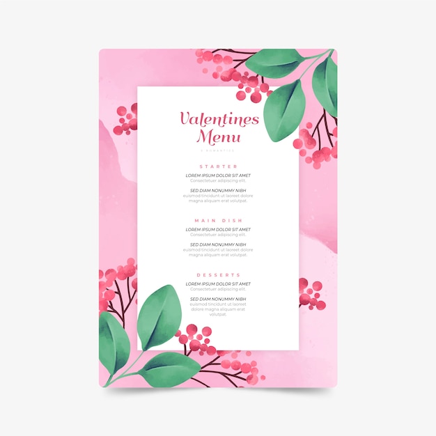 Aquarel valentijnsdag menu