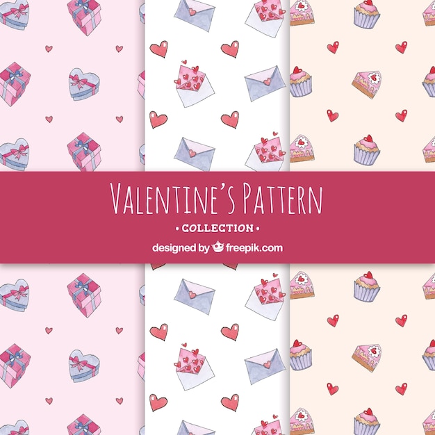 Gratis vector aquarel valentijnsdag patroon