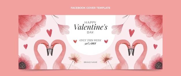 Gratis vector aquarel valentijnsdag social media voorbladsjabloon