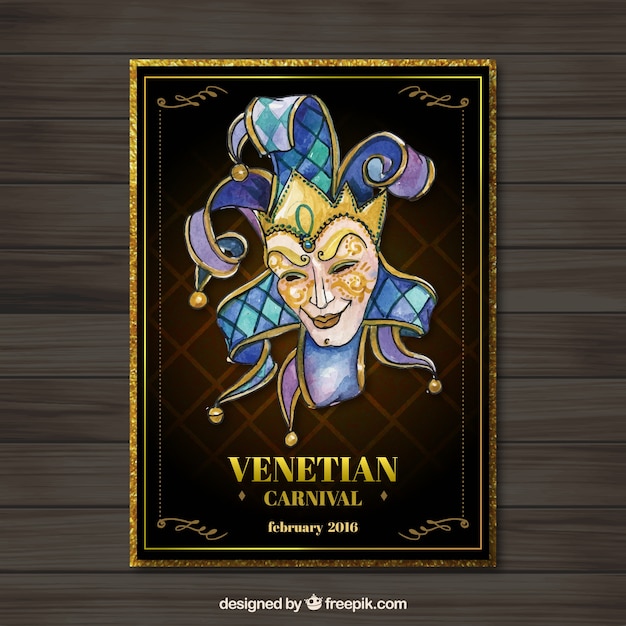 Gratis vector aquarel venetiaanse carnaval poster