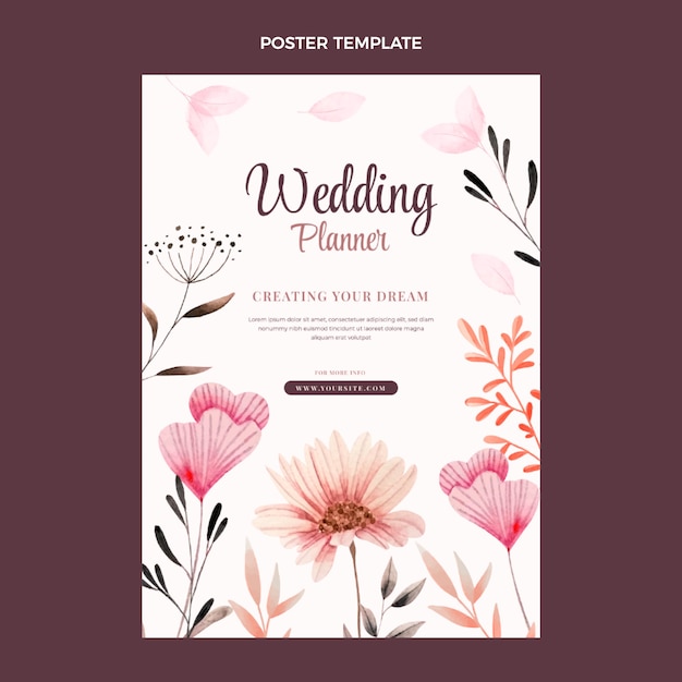 Gratis vector aquarel weddingplanner poster