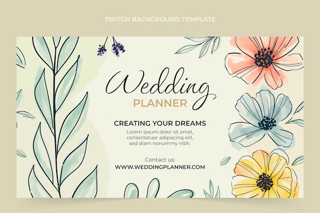 Gratis vector aquarel weddingplanner twitch achtergrond