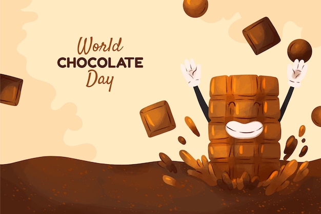 Gratis vector aquarel wereld chocolade dag achtergrond