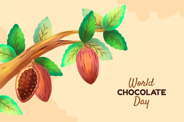 Gratis vector aquarel wereld chocolade dag achtergrond