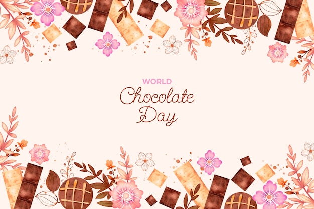 Gratis vector aquarel wereld chocolade dag achtergrond