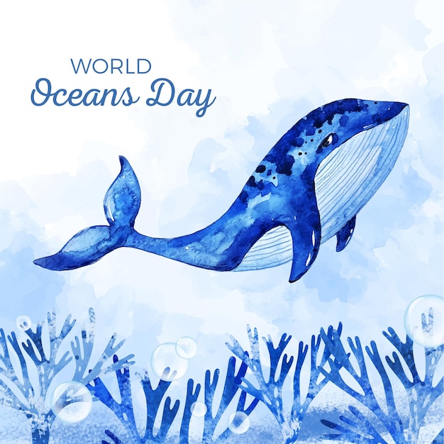 Aquarel wereld oceanen dag
