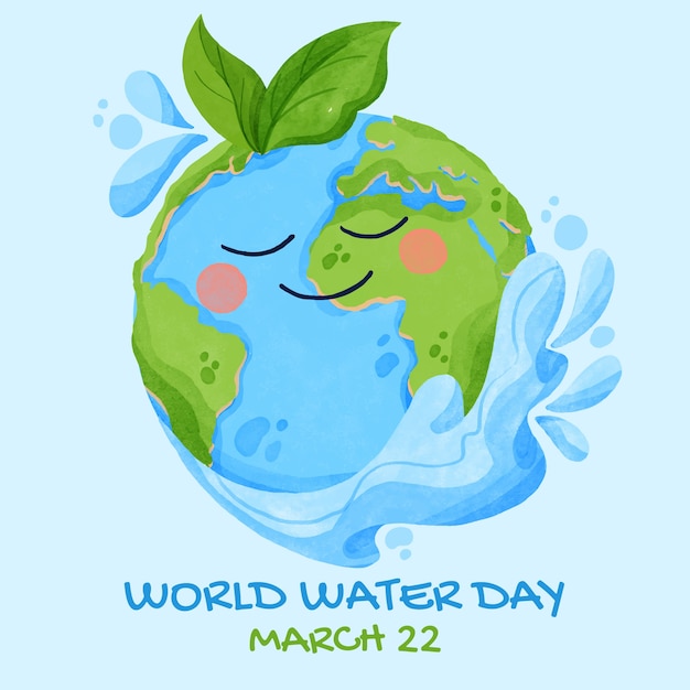 Aquarel wereld water dag illustratie