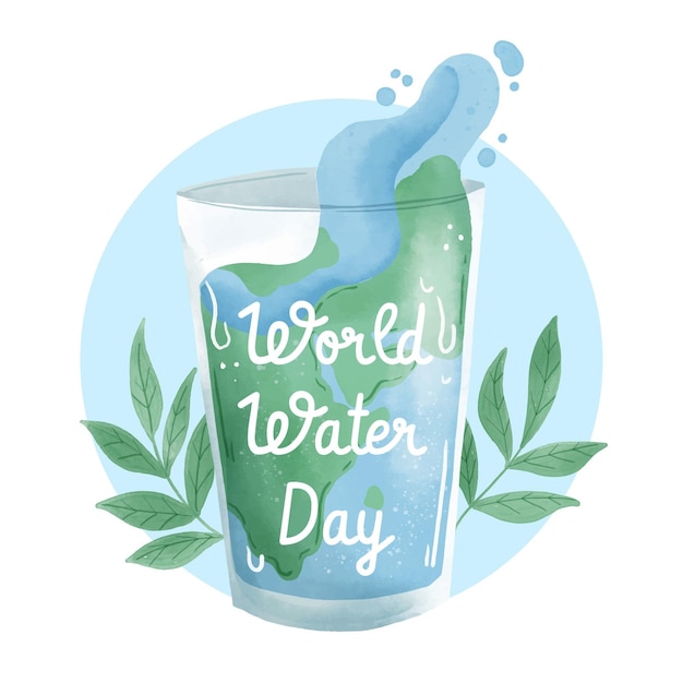 Gratis vector aquarel wereld water dag schilderij