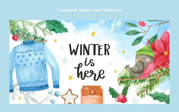 Gratis vector aquarel winter social media postsjabloon