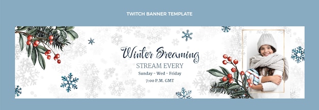 Gratis vector aquarel winter twitch banner