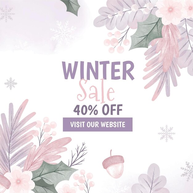 Aquarel winter verkoop banner illustratie