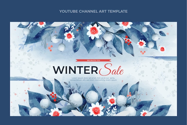 Gratis vector aquarel winter youtube channel art