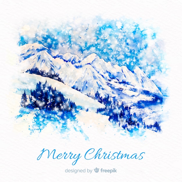 Aquarel winterlandschap achtergrond