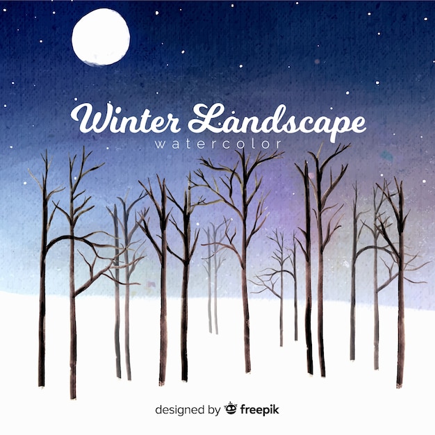 Gratis vector aquarel winterlandschap