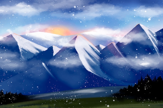 Gratis vector aquarel winterzonnewende illustratie