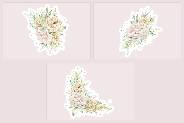 Gratis vector aquarel witte rozen krans illustratie