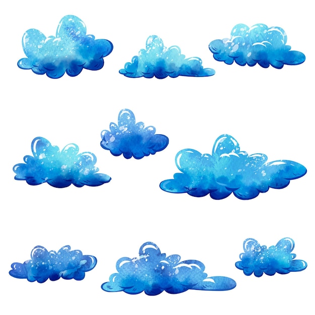 Gratis vector aquarel wolken collectie