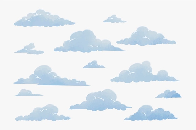 Gratis vector aquarel wolken collectie