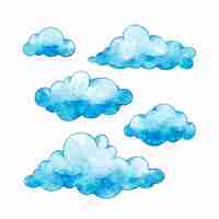 Gratis vector aquarel wolken collectie