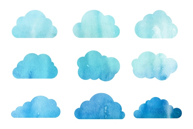 Gratis vector aquarel wolkencollectie