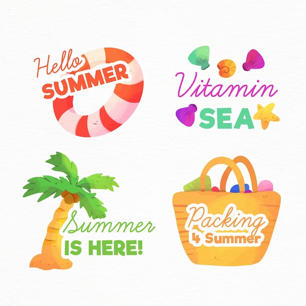 Aquarel zomer badges