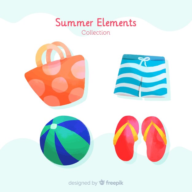 Aquarel zomer element collectie