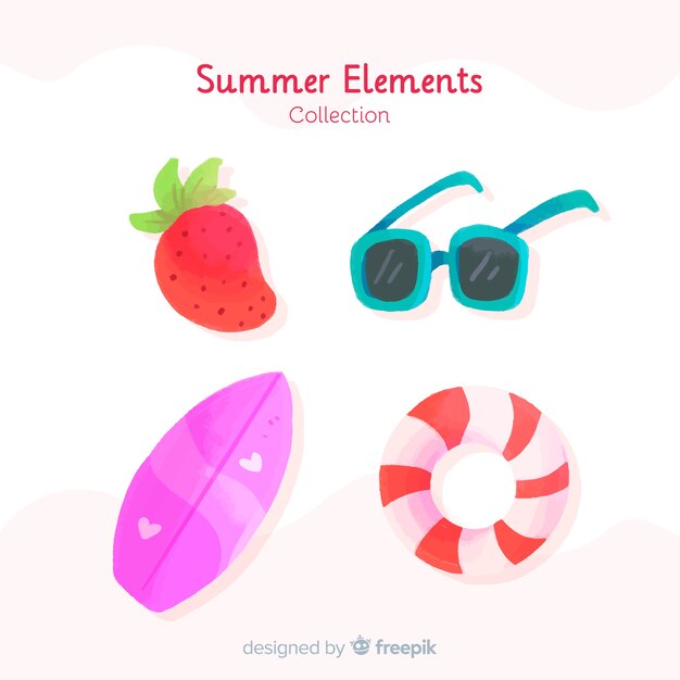 Aquarel zomer element collectie