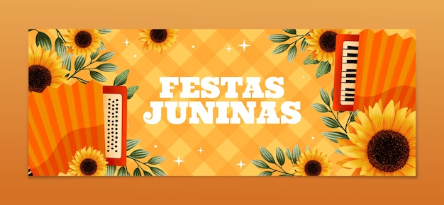 Aquarel zonnebloemen festas juninas facebook cover