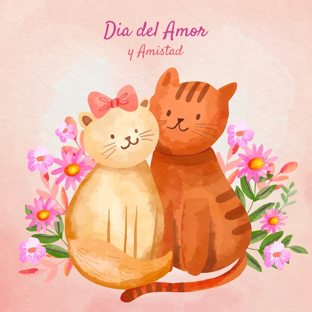 Gratis vector aquarelillustratie voor de viering van dia del amor y la amistad