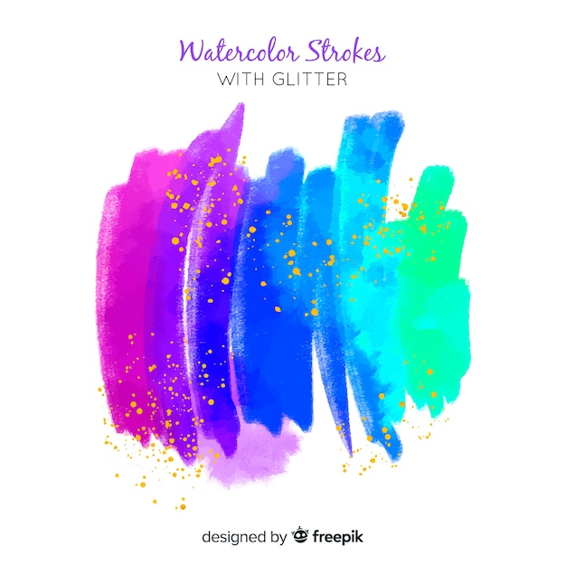 Gratis vector aquarelstreken met glitter