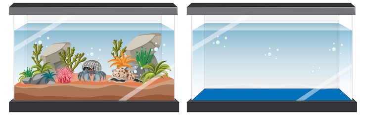 Gratis Vector aquariumtank met vissen en decoraties