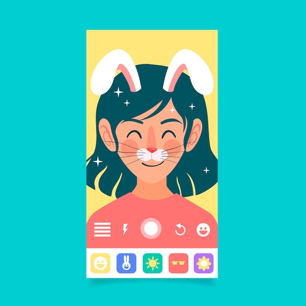 Gratis vector ar instagramfilter met konijntjesgezicht