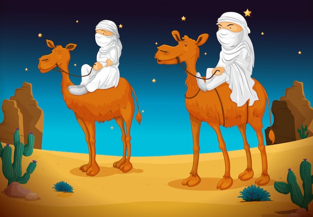 Gratis vector arabieren op kameel