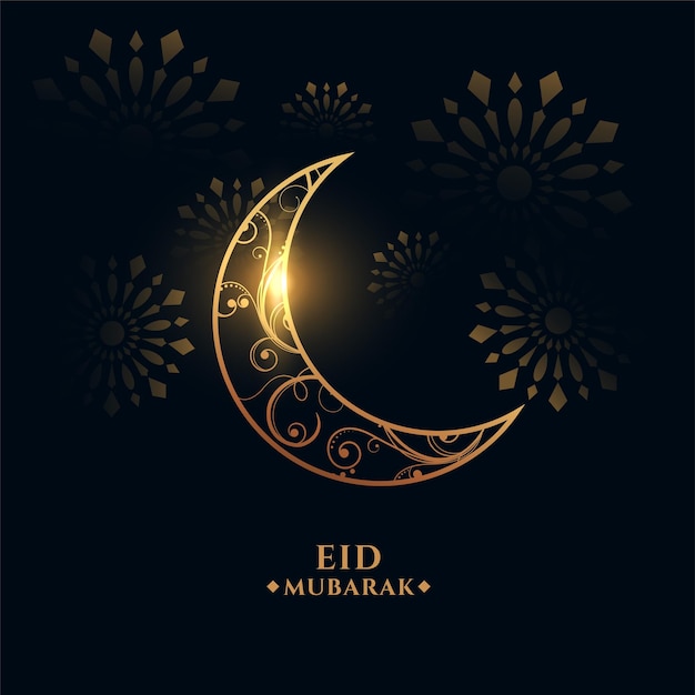 Arabisch decoratief maan eid mubarak gouden premium groetontwerp