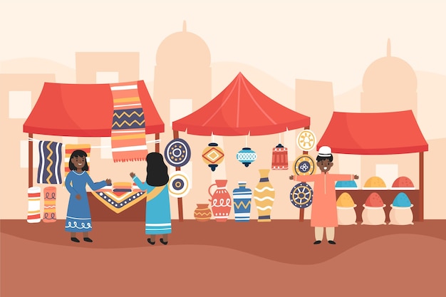 Arabische bazaar illustratie