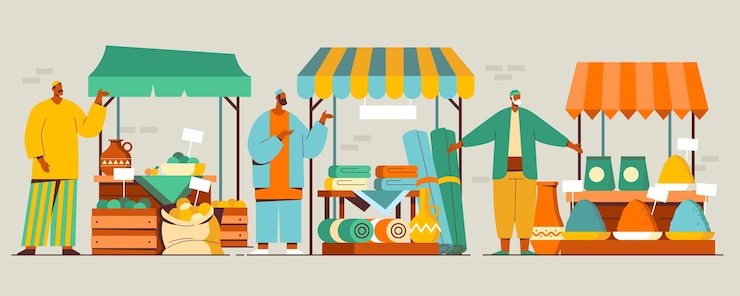 Gratis Vector arabische bazaar markt illustratie