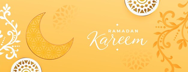 Arabische decoratie ramadan kareem maan en bloemenbannerontwerp