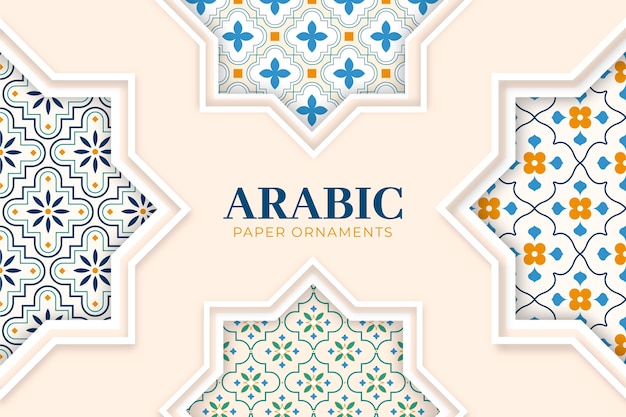 Gratis vector arabische decoratieve achtergrond in papierstijl