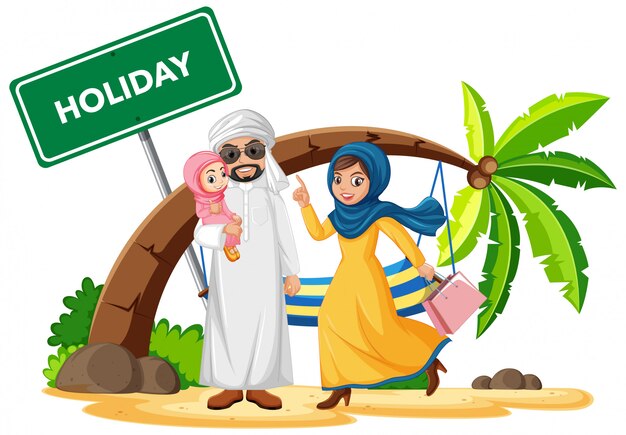 Arabische familie op vakantie