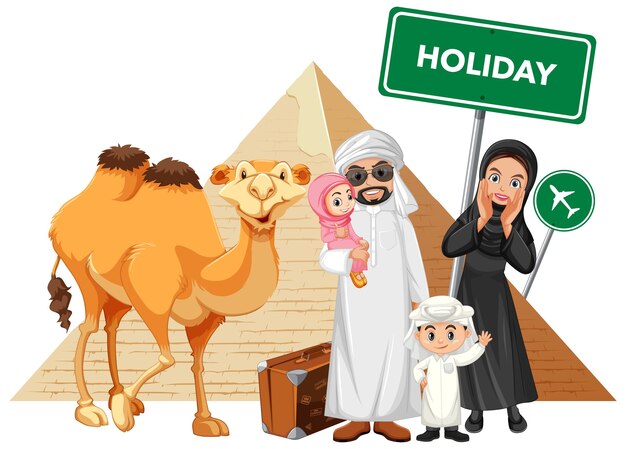 Arabische familie op vakantie