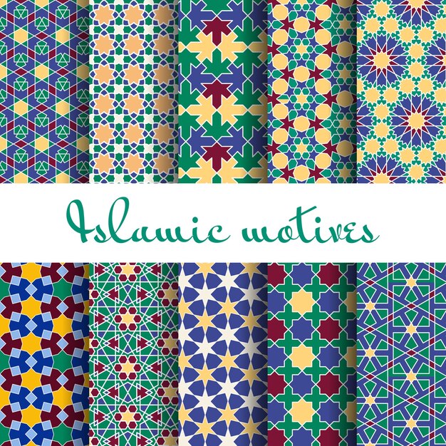 Arabische lente naadloze patroon ingesteld. design behang, retro ornament.