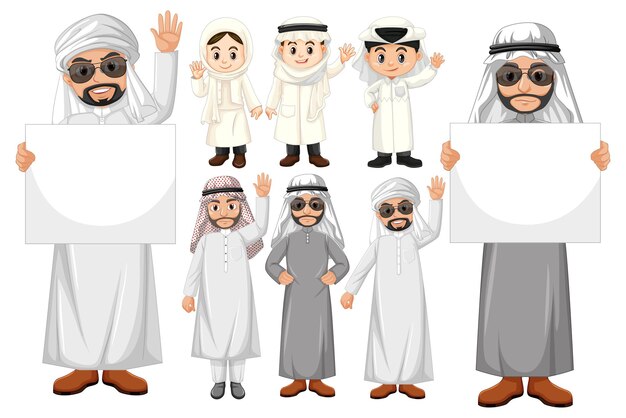 Arabische mensen met man met leeg teken