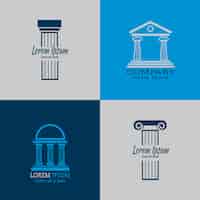Gratis vector architecturale logosjablonen met kolommen. kolomarchitectuur, romeinse kolom, antieke kolom bedrijfslogo illustratie