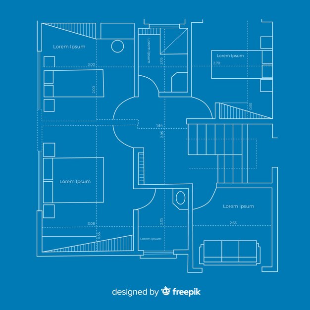 Arhitectural bouwplan van blauwdrukhuis